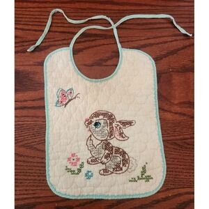 Vintage Disney Thumper Paragon Needlecraft Quilted Baby Bib Completed 70s